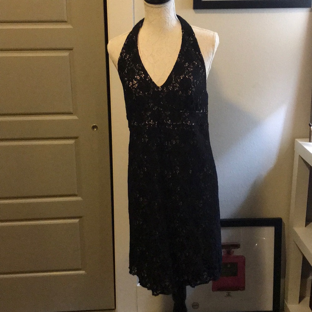 EUC ANNA SUI BLACK HALTER MATERNITY DRESS